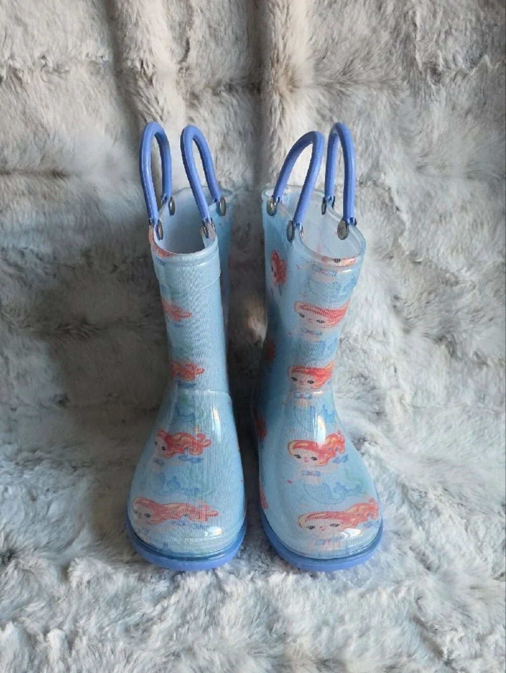 Storm Kidz Blue Mermaid Rain Boots with Handles